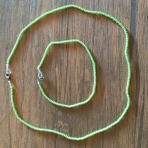 Beaded Choker & Bracelet, Lime Green 💚